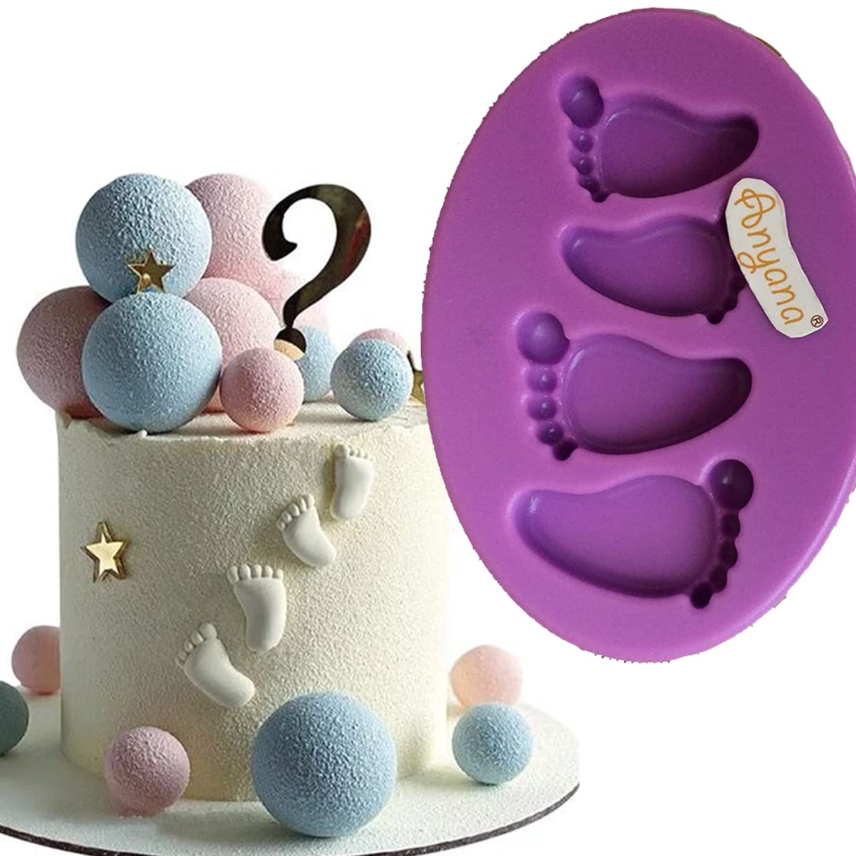 Baby Footprint Silicone Baking Molds - Fondant, Chocolate & Candy Molds for Cake Decorating - Perfect for Baby Showers, Christening Cupcake Toppers & Party Decorations - Easy to Use for DIY Resin, Clay & Gumpaste Crafts