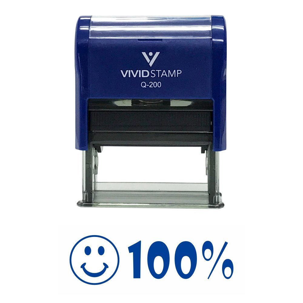 Smile 100% Self-Inking Teacher Stamp - Medium Blue Office Rubber Stamp for Grading Papers, Classroom Rewards & Teacher Appreciation Gifts