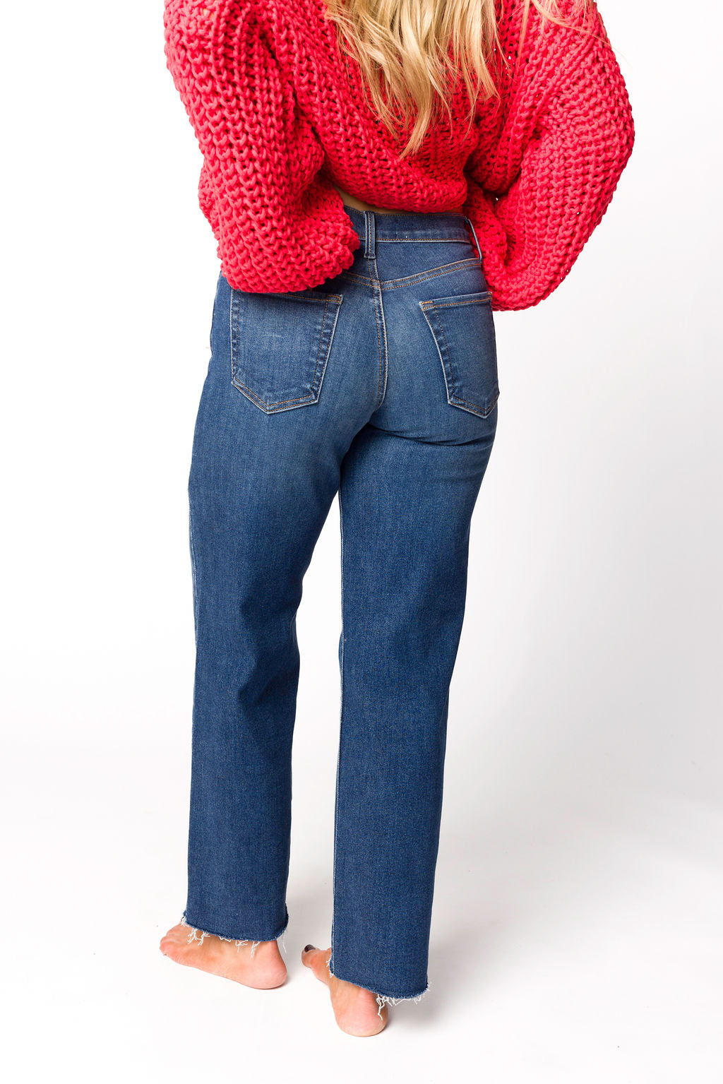 Morgan Slim Palazzo Jean with Scissor Cut in Dark Denim - Women's High Waisted Wide Leg Denim Pants for Casual & Office Wear