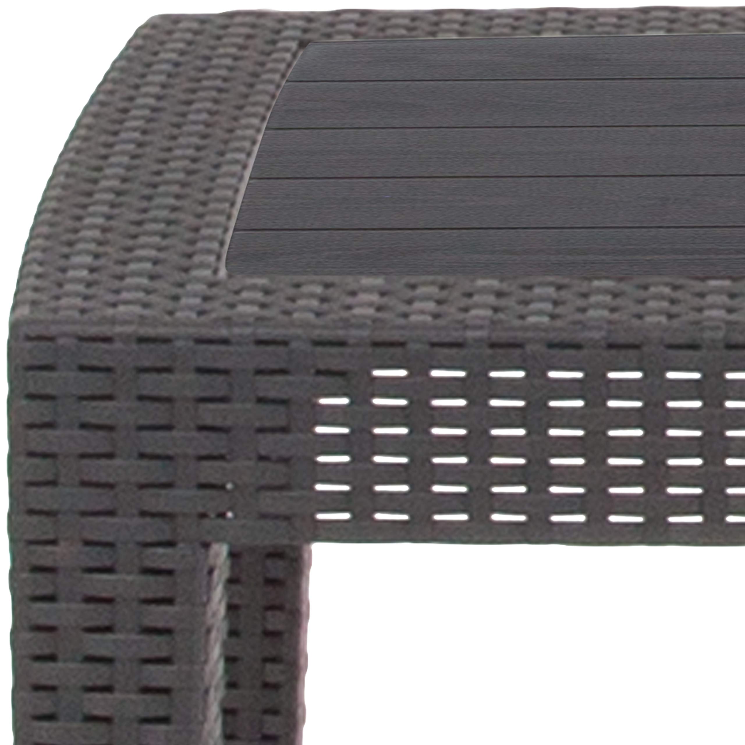 EMMA & OLIVER Dark Gray Faux Rattan Coffee Table - Modern Indoor Outdoor Patio Furniture for Living Room, Garden, Balcony Decor