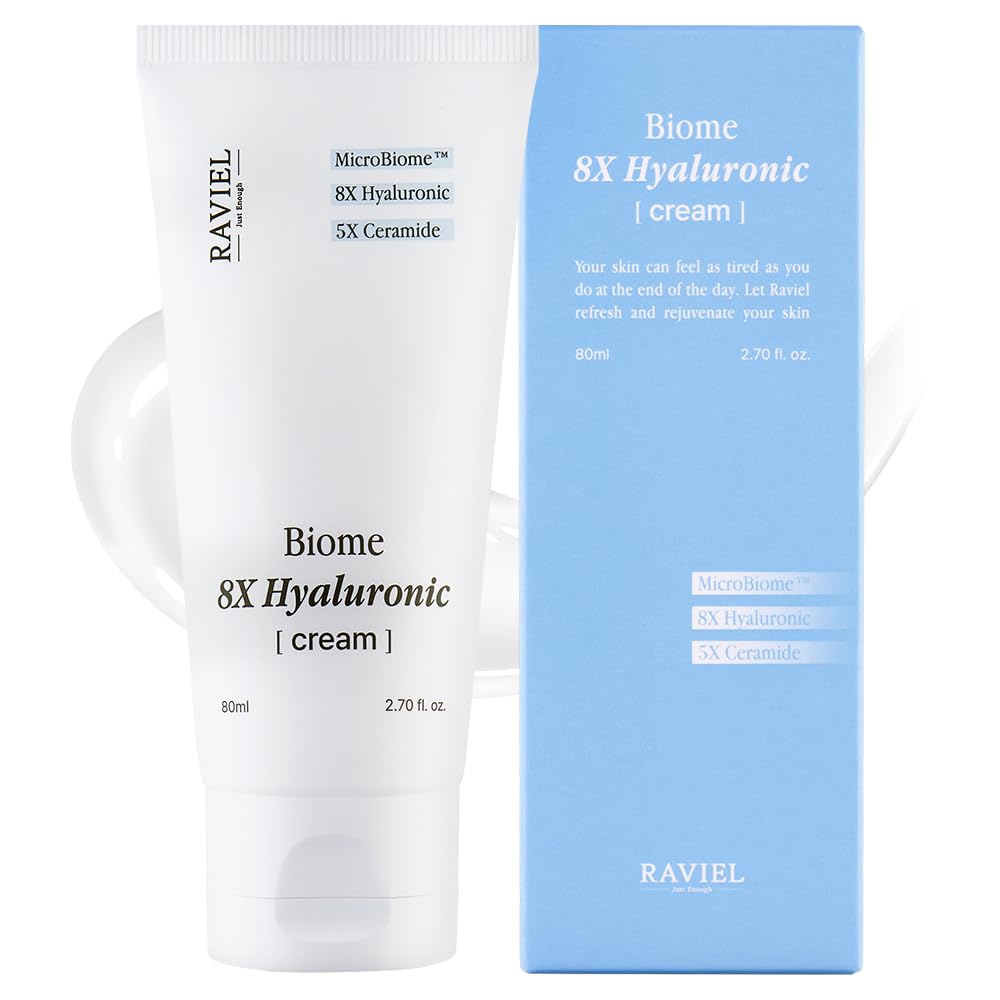 RAVIEL Biome 8X Hyaluronic Cream - 5X Ceramide Moisturizer for Sensitive Skin | Korean Skincare for Daily Hydration