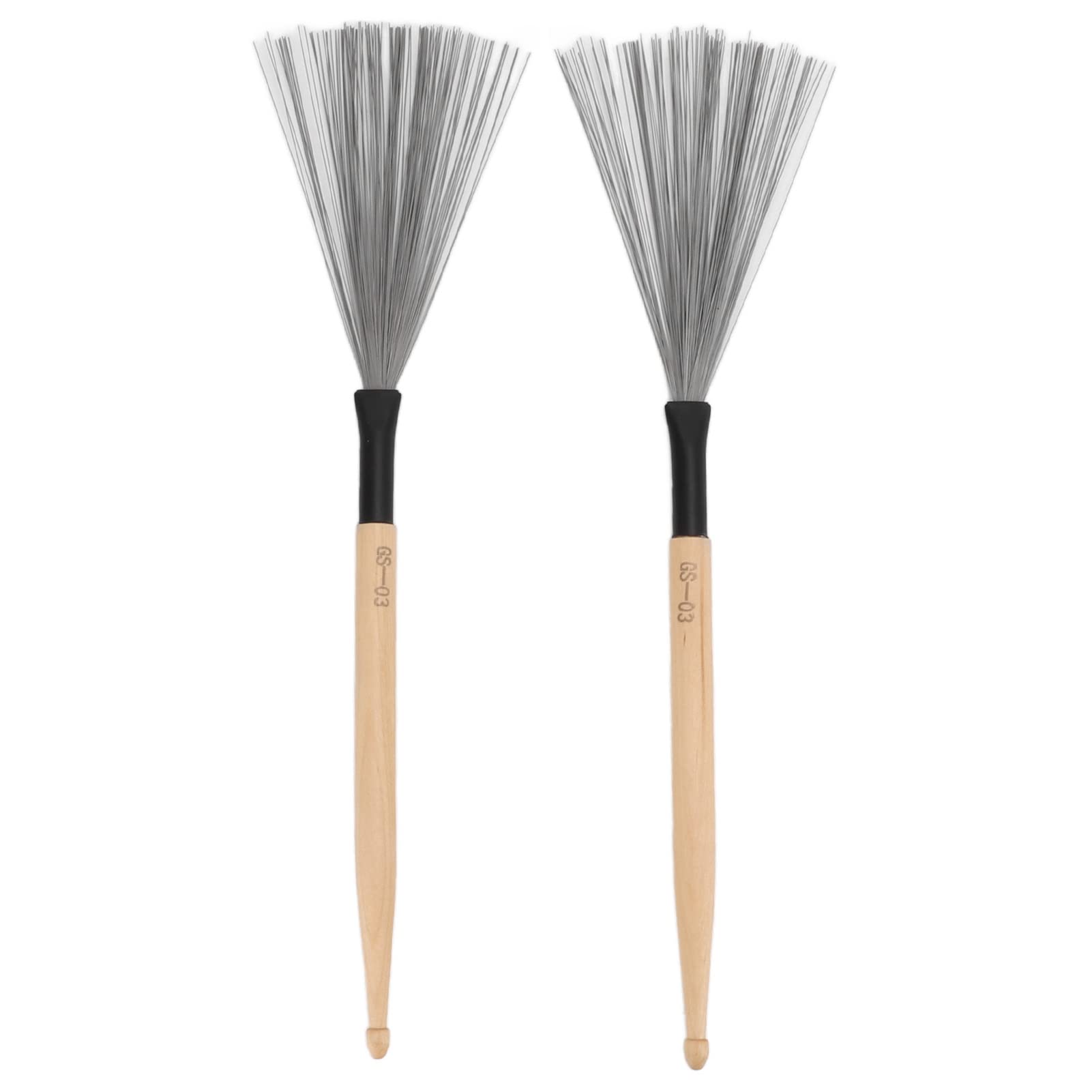 1 Pair Drum Stick Brushes with Maple Wooden Handle - Dual Purpose Steel Wire Drum Brushes for Rock Band, Jazz, Folk | Perfect for Drummers, Beginners & Students | Great for Live Performances, Practice Sessions & Studio Recording