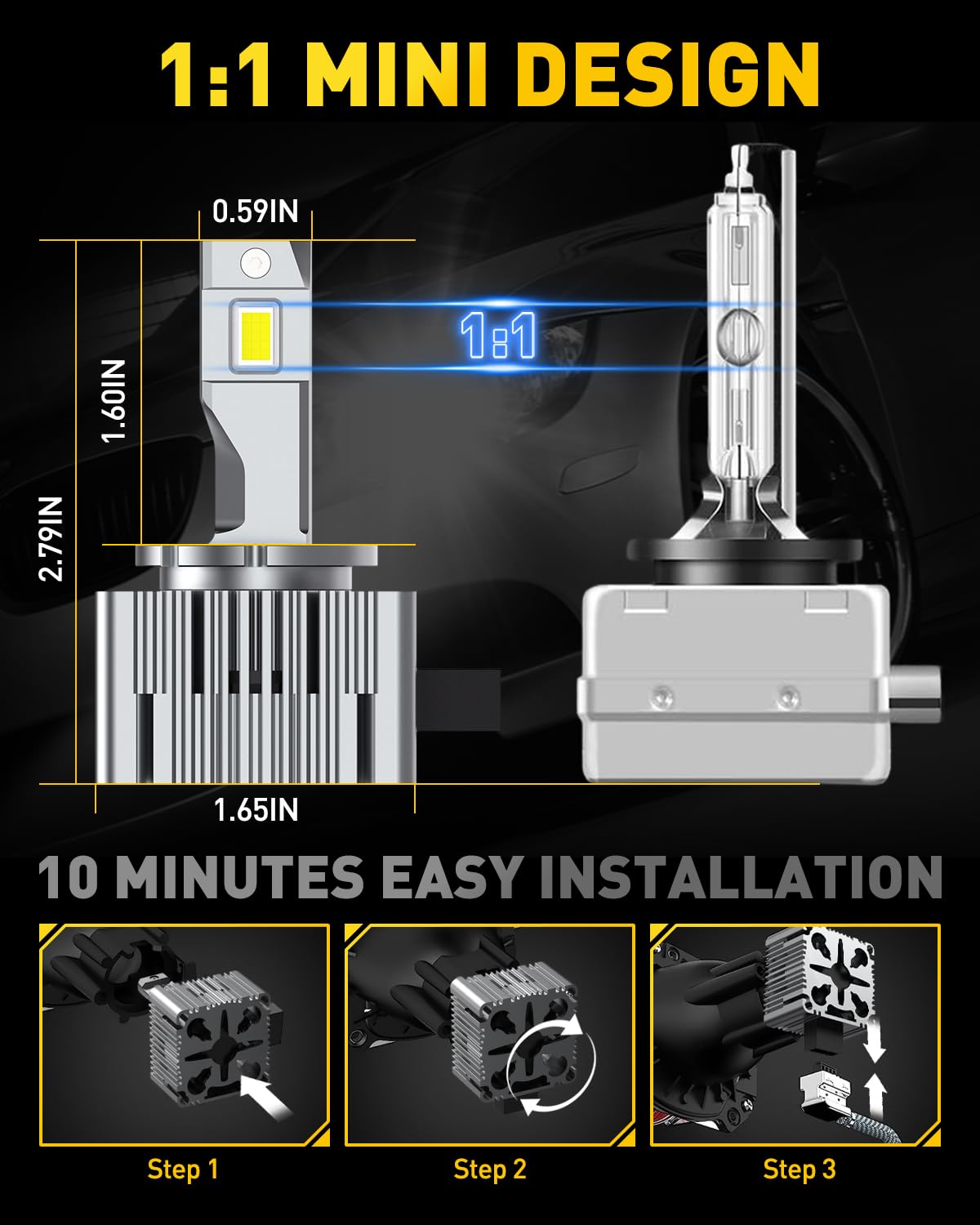 AUXITO D3S HID Bulbs - 30000 Lumens 35W 6000K White Xenon Replacement Lights (Pack of 2) for D3S/D3R - 900% Brighter Than OEM - Perfect for Fog Lights & Headlight Upgrades