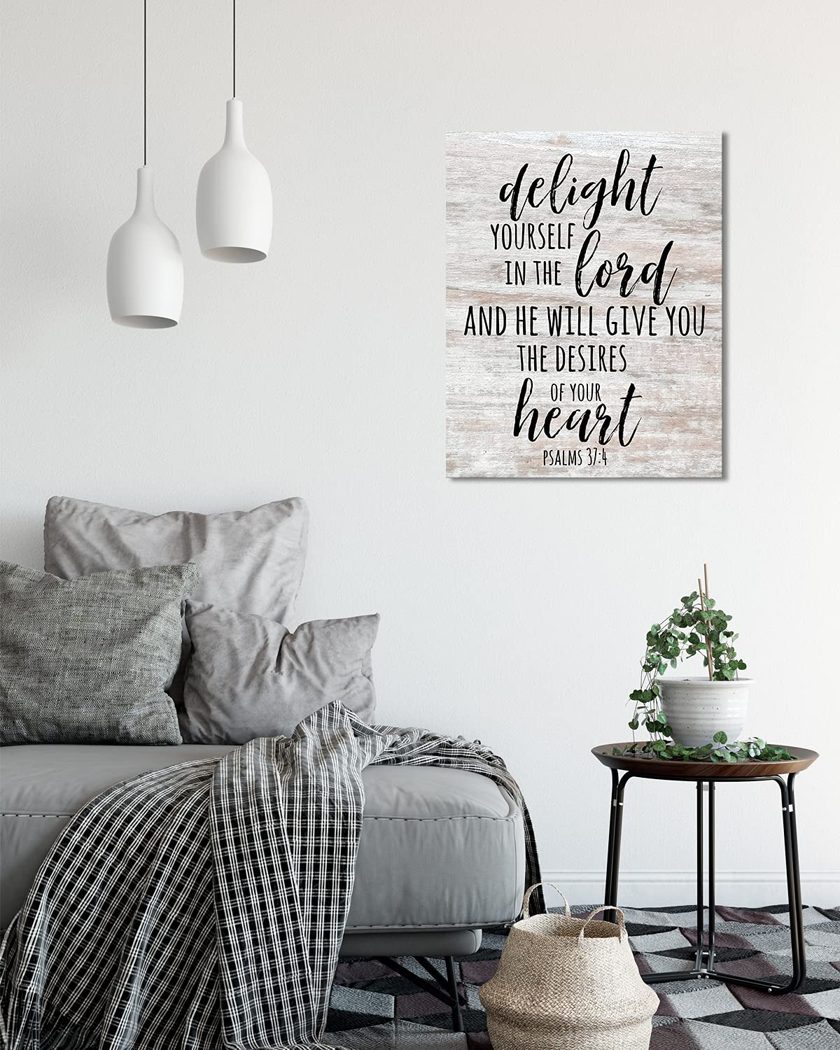 Govivo Christian Wall Art - Psalm 37:4 Bible Verse Canvas Print 'Delight Yourself in the Lord' - 32x40 Inch Ready to Hang Farmhouse Decor - Inspirational Home Decor for Living Room, Bedroom - Perfect Christmas Gift for Women