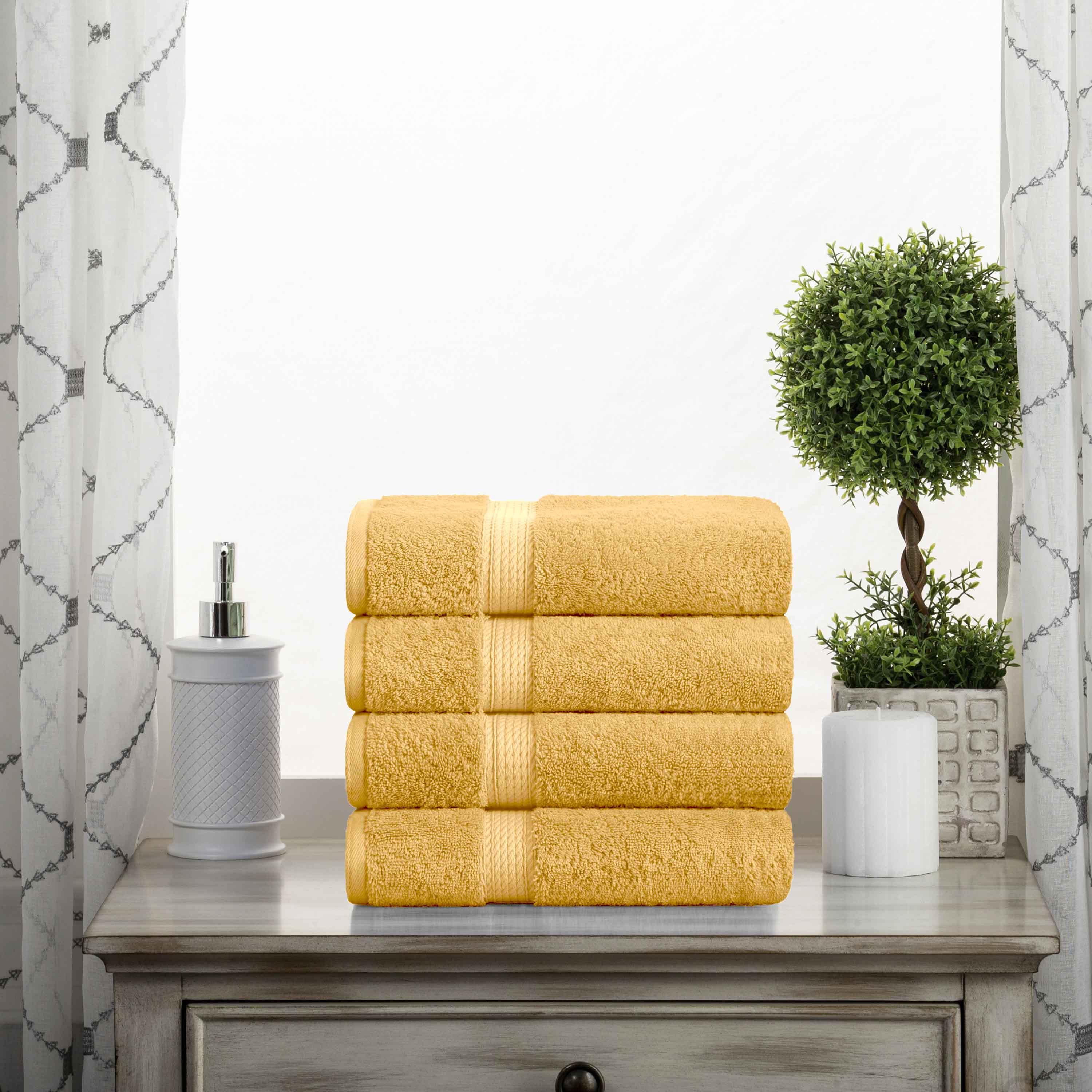 Premium 100% Egyptian Cotton Plush Heavyweight Bath Towel Set of 4 - Ultra Soft & Absorbent Luxury Hand Towels for Spa, Bathroom & Guest Use