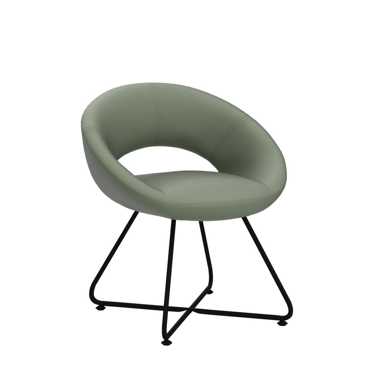 Modern Swivel Accent Chair Set of 2 - Upholstered Faux Leather Saucer Chairs with Golden Metal Legs for Living Room, Makeup Vanity or Home Office - Green Comfortable Lounge Seating for Relaxing & Leisure Activities