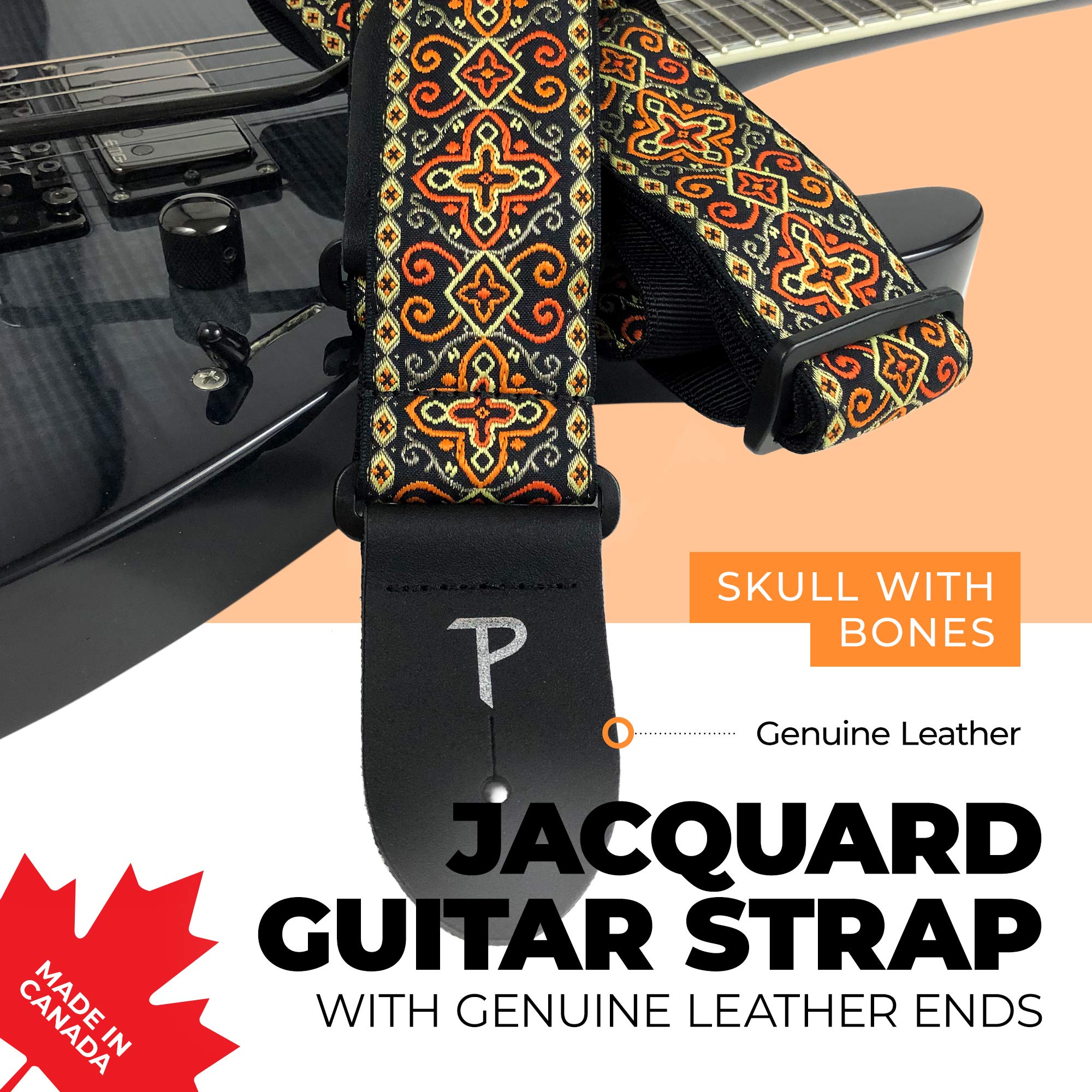 Perri's Leathers Ltd. Adjustable Leather Guitar Straps - Premium Comfortable Guitar Strap for Electric, Acoustic & Bass Guitars - Perfect for Live Performances, Studio Sessions & Practice