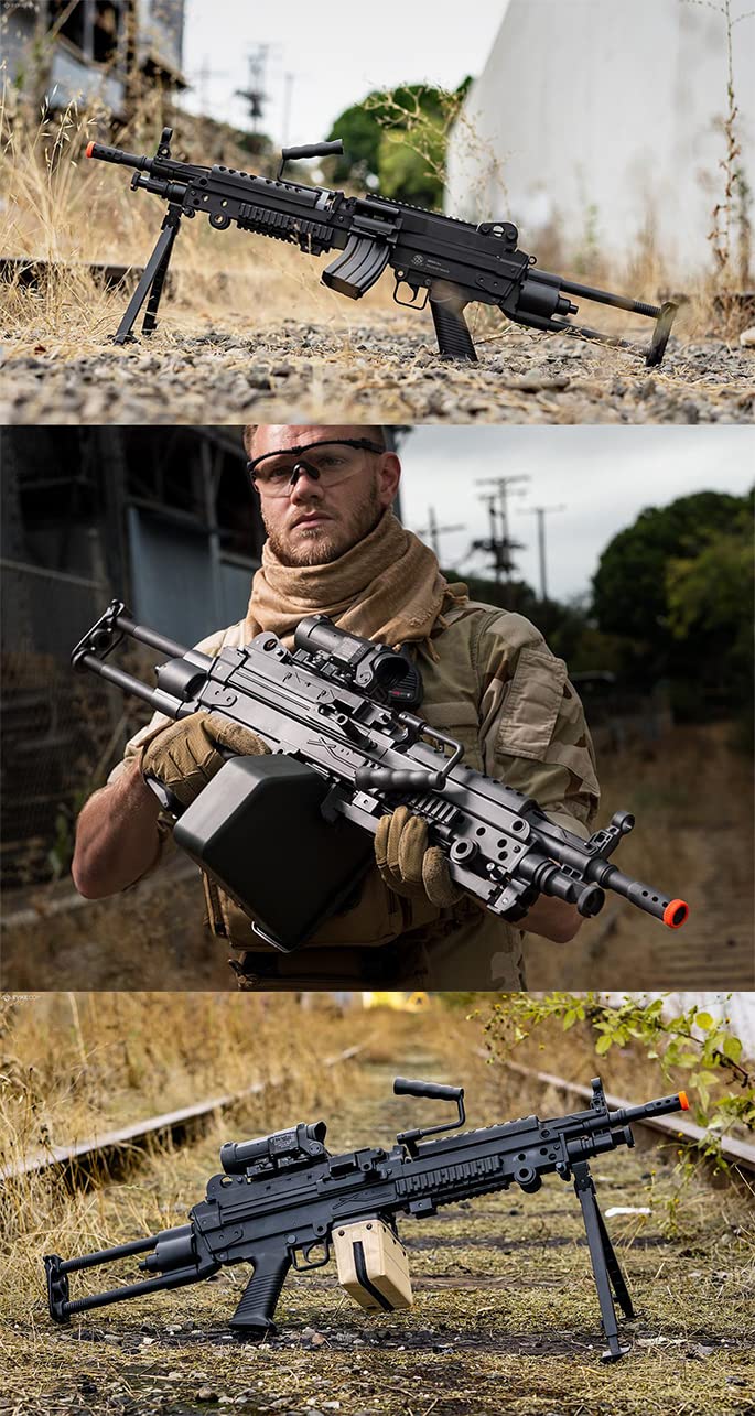 Cybergun FN Licensed Airsoft M.249 400FPS Lightweight AEG Rifle - Perfect for MilSim, Airsoft Battles & Tactical Training (Basic Package)