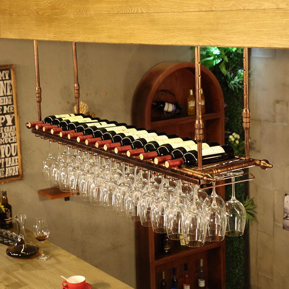 NMDCDH Bronze Hanging Wine Glass Rack - 120x30cm Ceiling Mount Goblet Storage for Kitchen, Bar & Restaurant - Perfect for Wine Glass Organization and Space Saving