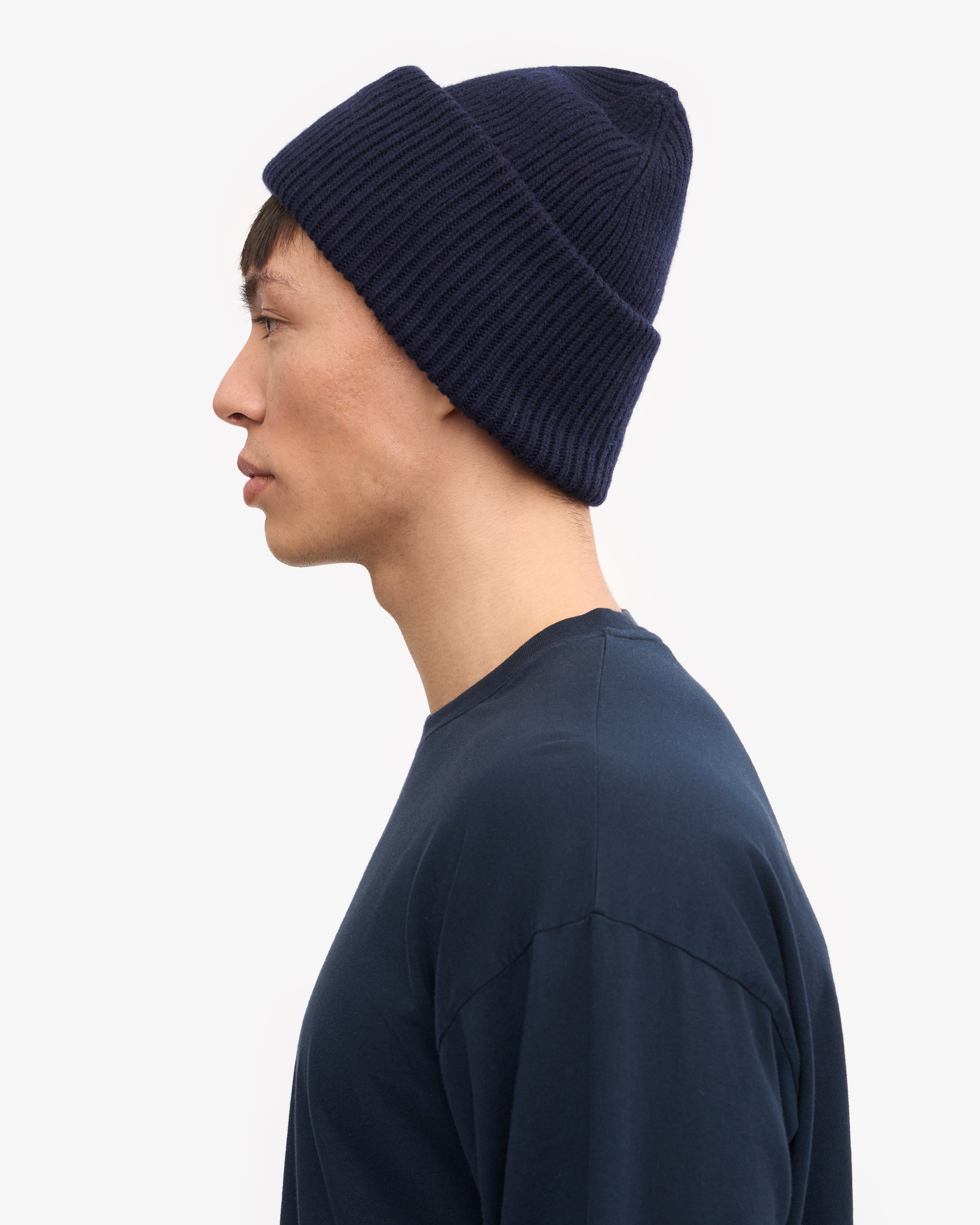 Premium Merino Wool Beanie Hat for Men & Women - Soft & Warm Navy Blue Winter Hat for Outdoor Activities, Skiing & Hiking