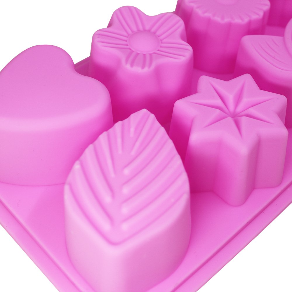 3 Pcs Floral Leaf Silicone Molds for Baking - 8-Cavity Cake, Chocolate, Pudding, Jelly & Soap Molds - Reusable Non-Stick Muffin Trays for Kitchen Decor & DIY Crafts (Pink) - Perfect for Birthday Parties, Wedding Favors & Holiday Baking