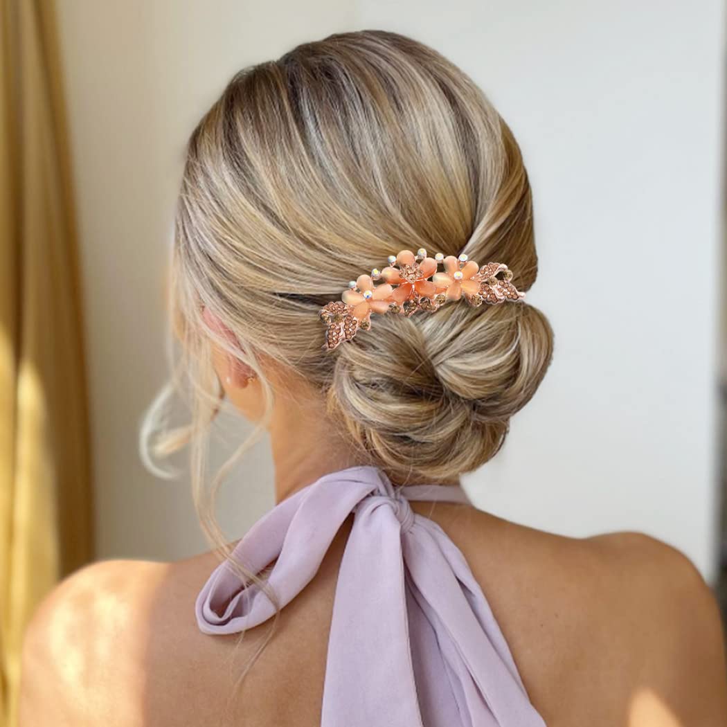 Bohend Rhinestone Hair Comb - Crystal Hair Barrettes for Women & Girls | Elegant Bridal Hair Accessories | Perfect for Weddings, Prom & Special Occasions (Champagne)