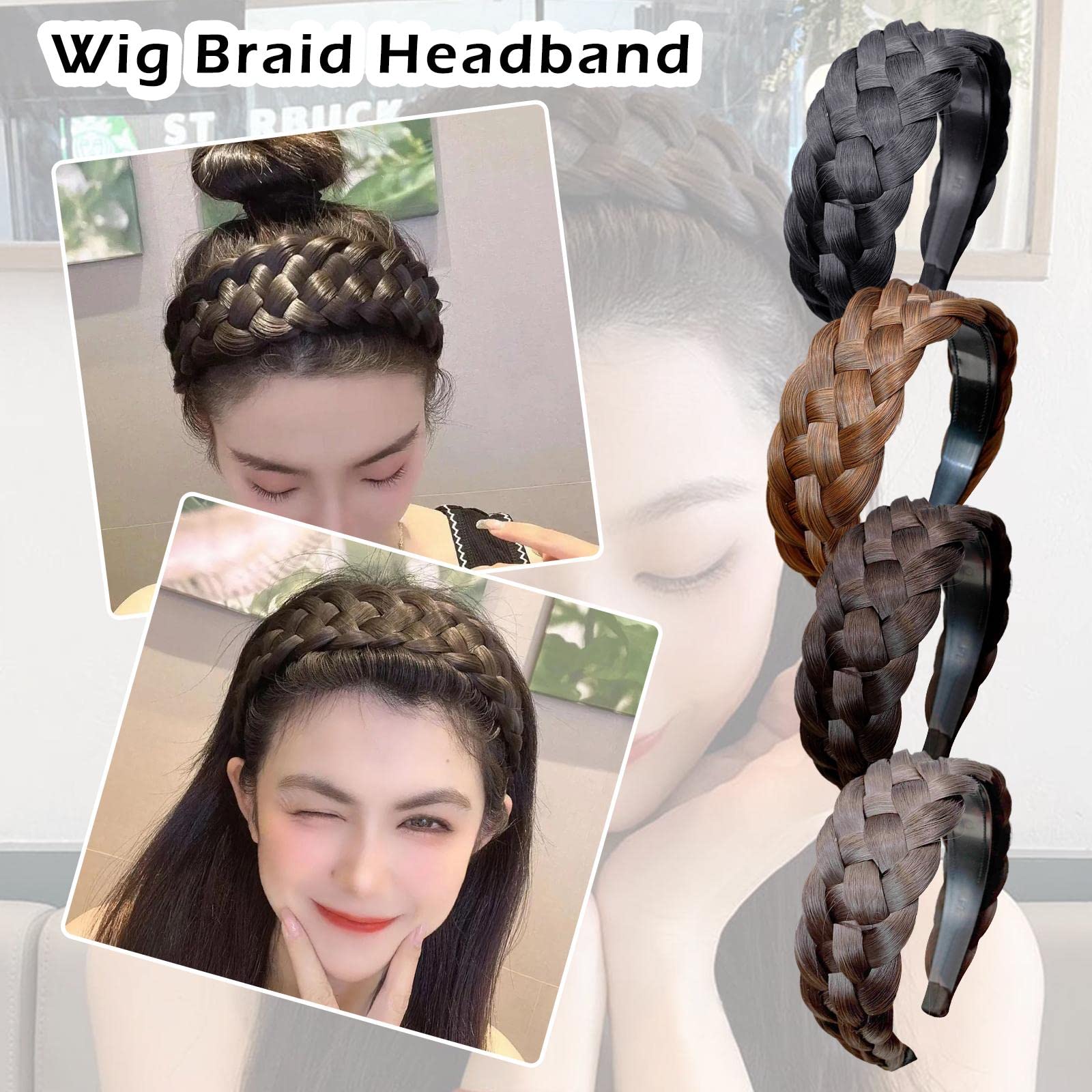 Bohemian Braid Wig Twist Headband - Thick Fishbone Braid Hair Hoop with Accessories for Women (Perfect for Festivals, Cosplay & Daily Styling)