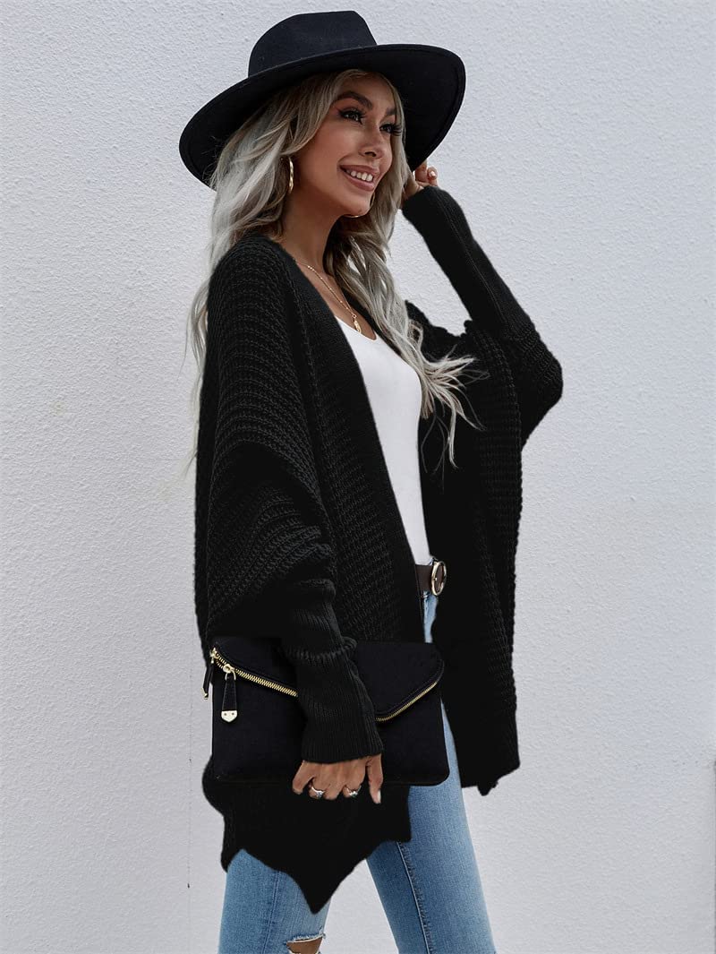 Bsicspace Women's Open Front Cardigan Sweater - Waffle Knit Lightweight Oversized Soft Outerwear for Casual & Dressy Wear | Perfect for Layering, Office, Date Night & Cozy Evenings