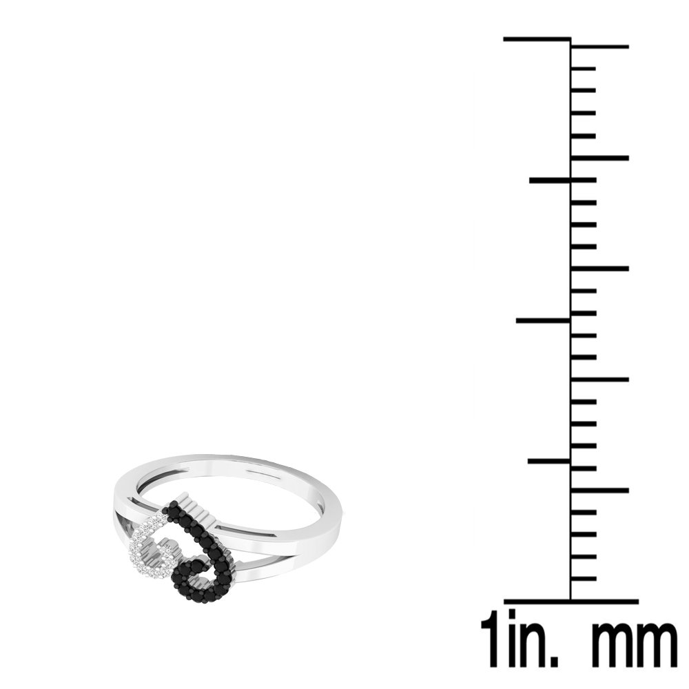 Dazzlingrock Collection 0.17 Carat (ctw) Round Black & White Diamond Heart Promise Ring for Women - Sterling Silver Jewelry - Perfect for Anniversaries, Engagements & Romantic Gifts