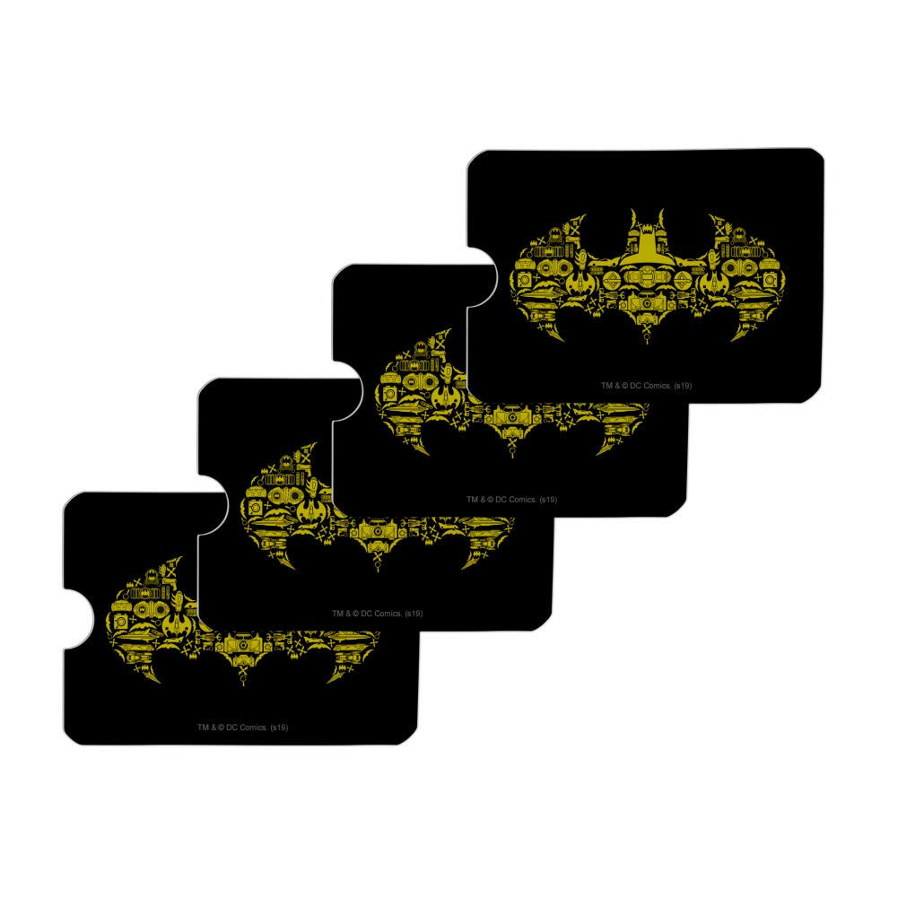 Batman Icons Logo RFID Blocking Credit Card Holder - Set of 4 Wallet Protectors for Contactless Security | Perfect for Travel, Shopping & Everyday Use