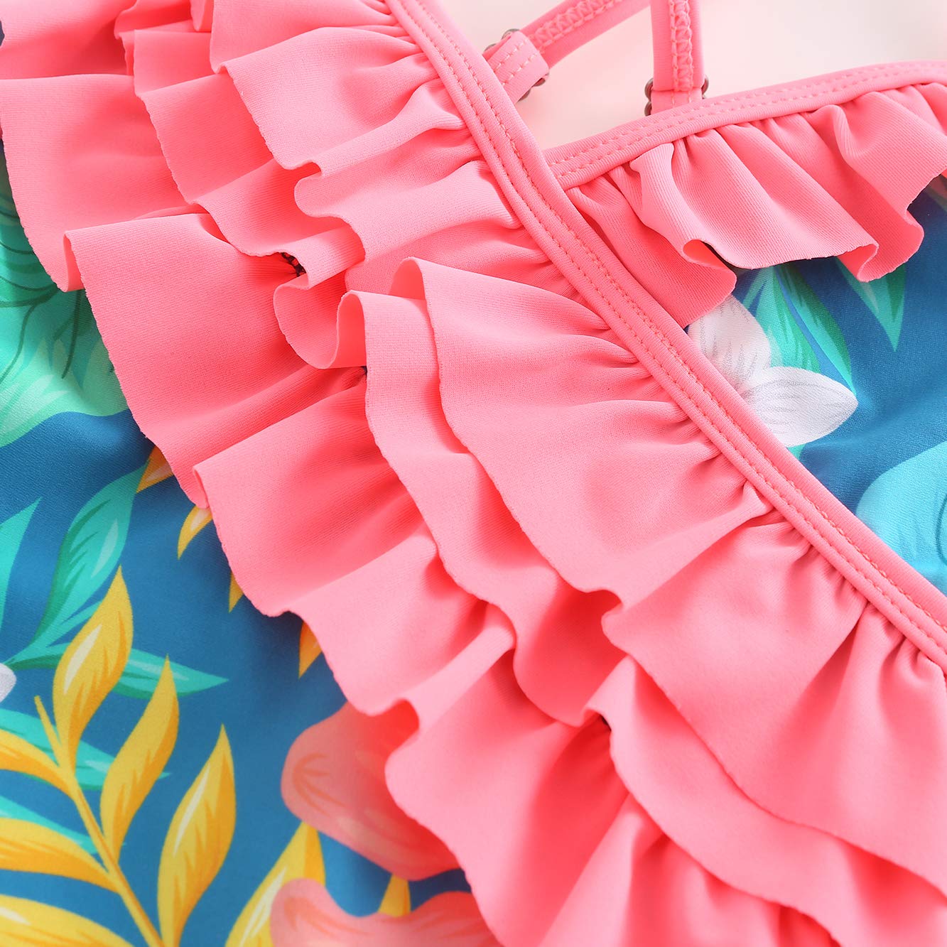 Hawaiian Ruffle One Piece Swimsuits for Girls - Cute Floral Bathing Suit for Beach, Pool & Summer Vacations
