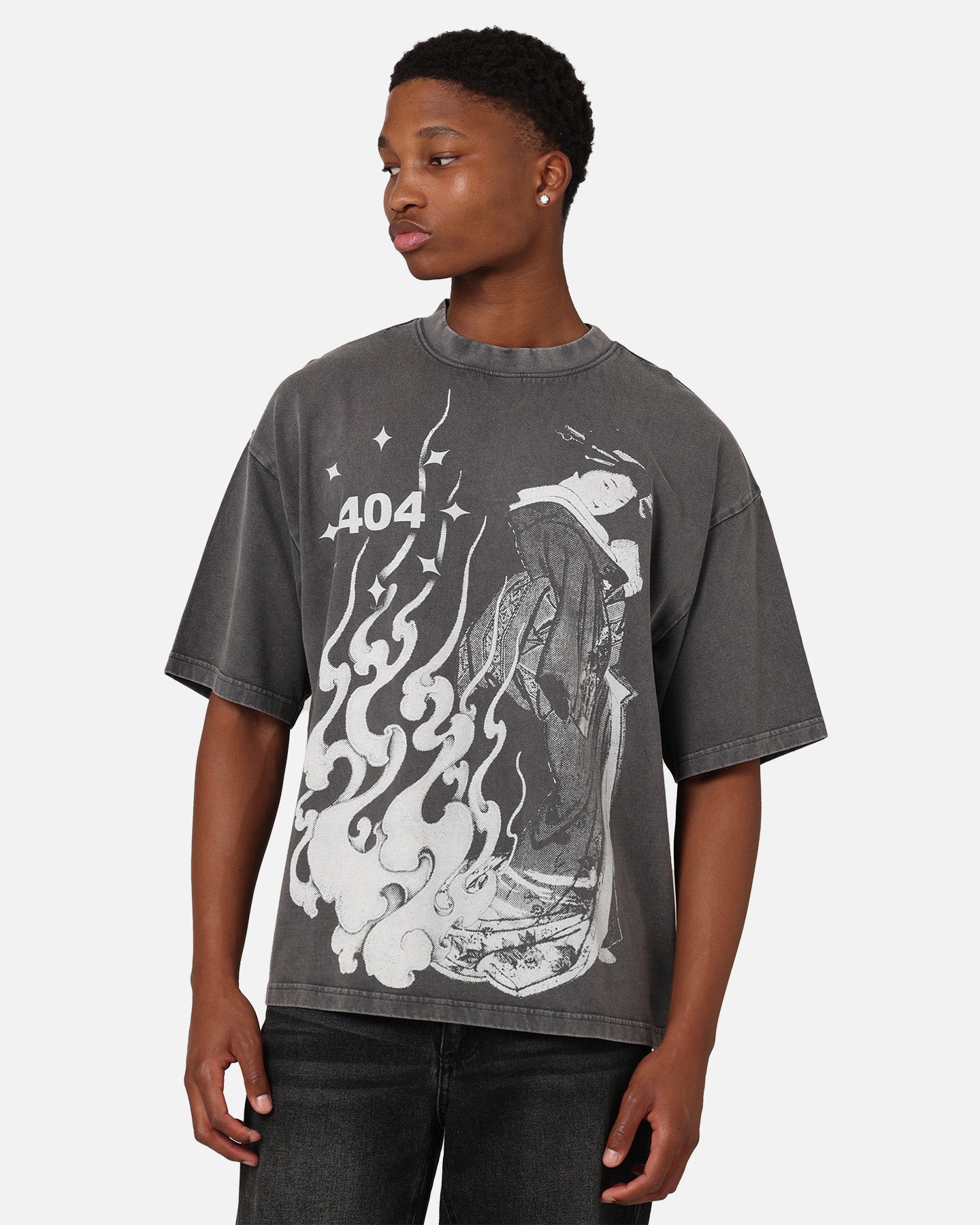 404 Geisha Graphic T-Shirt - Charcoal Black | Anime & Japanese Culture Inspired Tee for Casual Wear & Cosplay