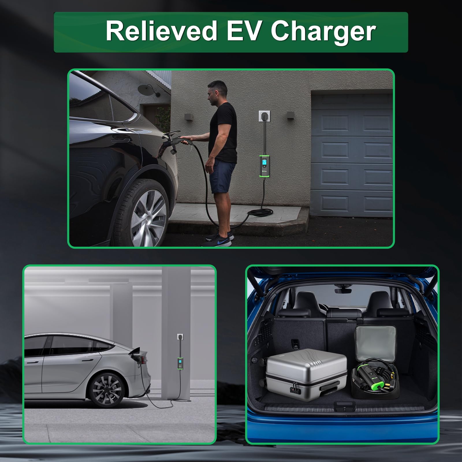 40A Level 2 EV Charger with J1772 Connector - 9.6KW Fast Charging Station (14-50 Plug) for Tesla, Nissan Leaf, Chevy Bolt & All Electric Vehicles - Perfect for Home & Workplace Charging