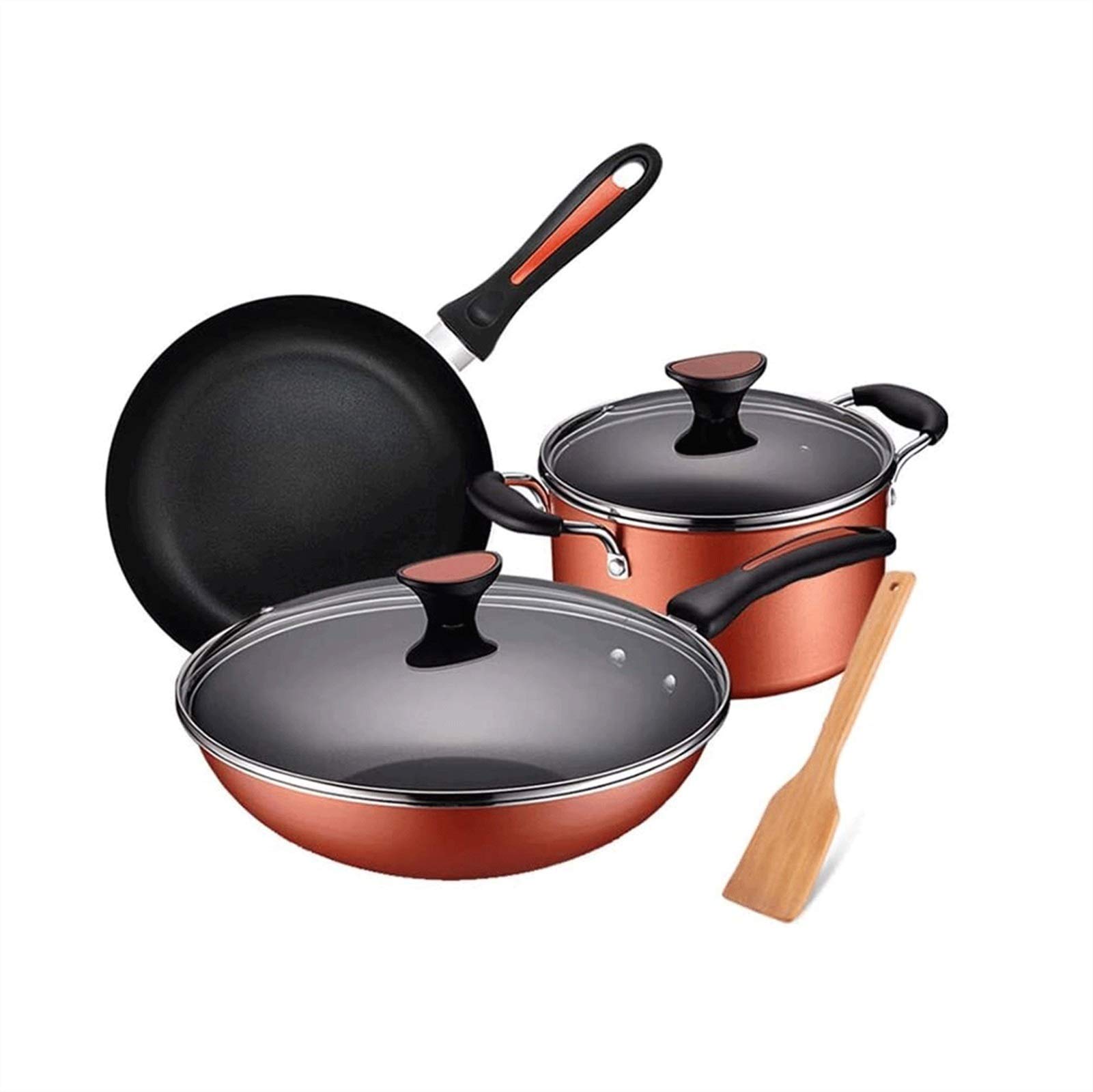 Premium 6-Piece Nonstick Cookware Set - Hard-Anodized Aluminum Induction Compatible Pots & Pans with Glass Lids - Durable Kitchen Cookware for Frying, Sautéing & Simmering - Perfect for Home Chefs & Everyday Cooking