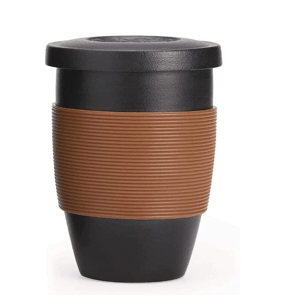Premium 250ML Ceramic Coffee Mug with Anti-Scald Silicone Ring & Built-in Filter - Insulated Tea Cup for Hot/Cold Drinks - Perfect for Home, Office, Travel & Gifts (Color: Blue)