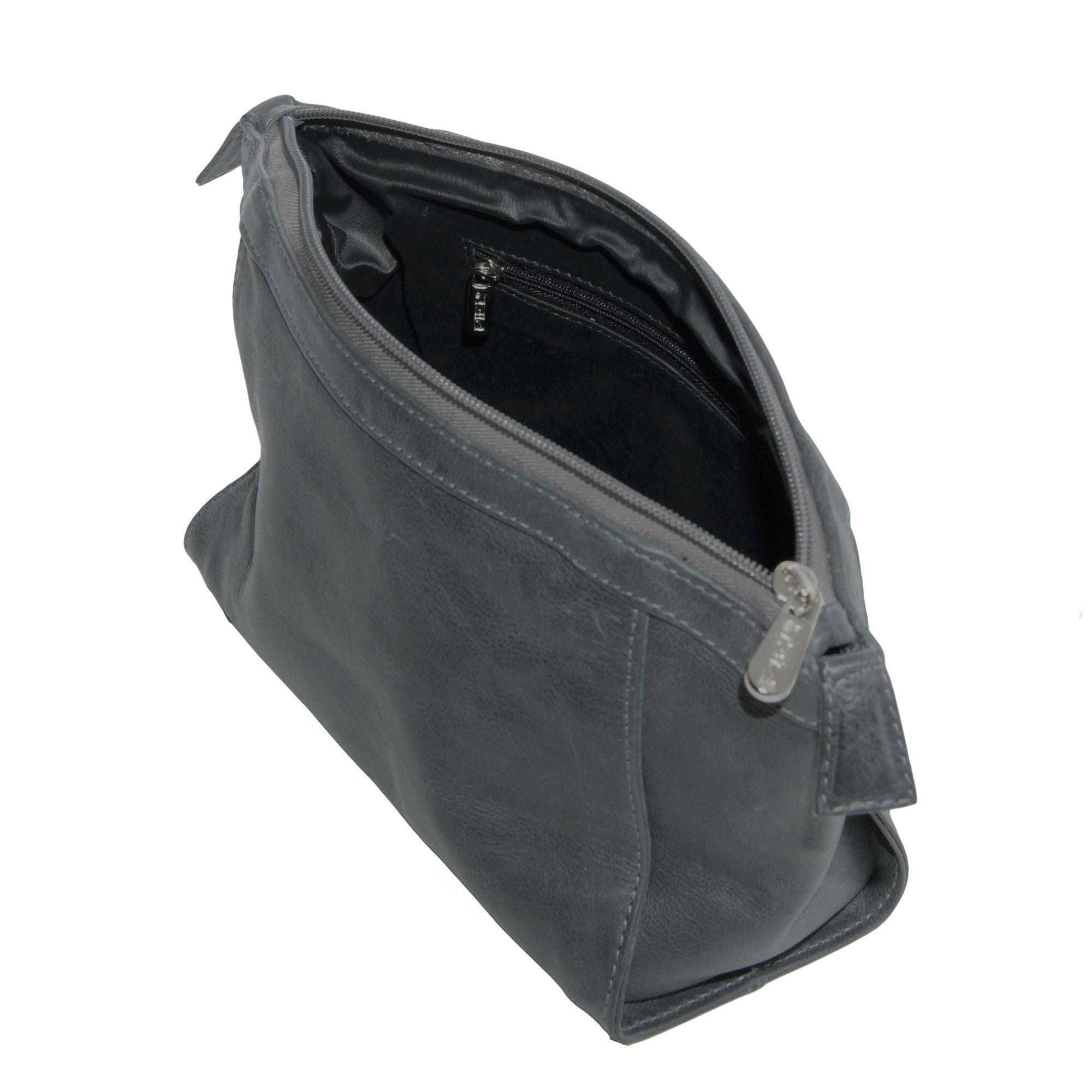 Premium Genuine Leather Travel Toiletry Bag with Zipper - Perfect for Men & Women, Ideal for Airplane, Gym, Camping & Business Trips