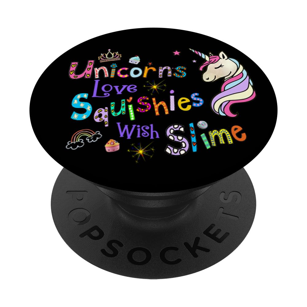 Rainbow Unicorn Squishies & Slime for Girls - Black PopGrip for Phones & Cases