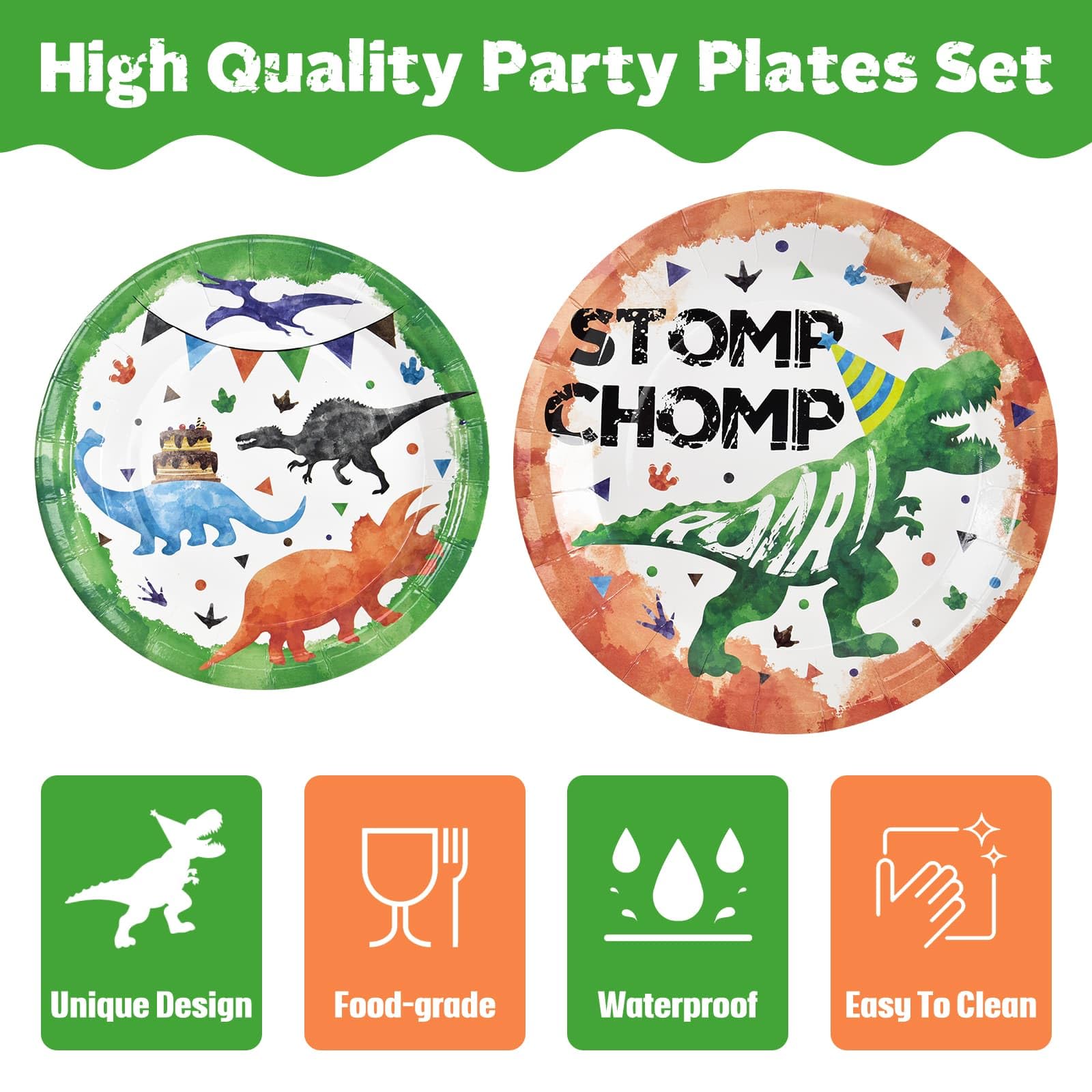 WERNNSAI 64-Piece Dinosaur Party Supplies Set - Dinosaur Plates, Napkins & Forks for Boys Birthday Party, Kids Baby Shower, Dinosaur Theme Party (Serves 16) - Perfect for Birthday Celebrations, Baby Showers, and Themed Events