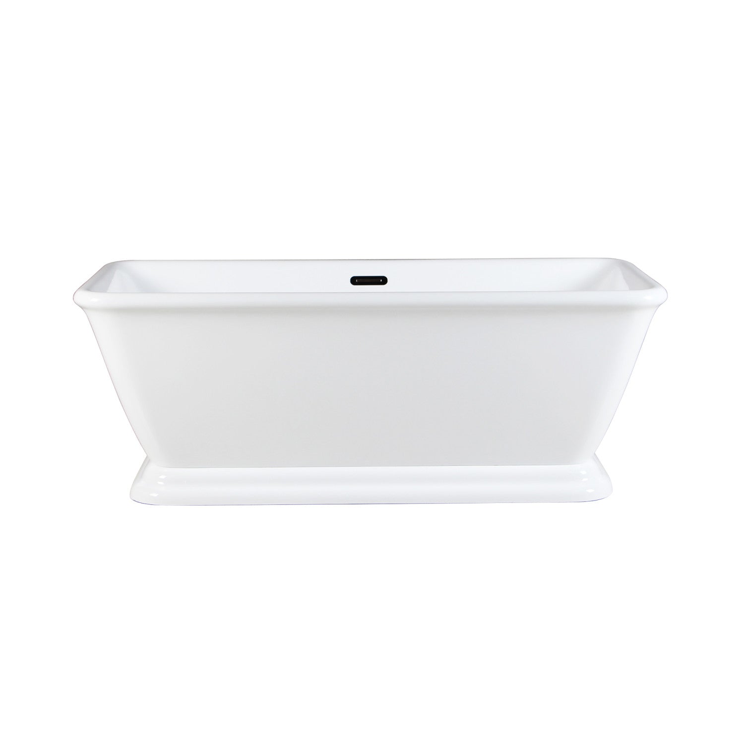Aqua Eden 71 Inch Acrylic Oval Rectangular Double Ended Pedestal Bathtub - Glossy White Freestanding Soaking Tub with Drain (No Faucet Holes) - Perfect for Modern Bathrooms, Spa Retreats & Luxury Home Renovations