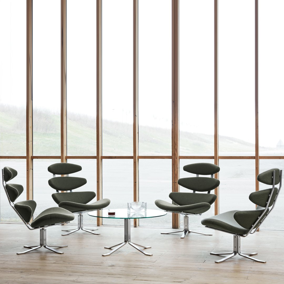 Erik Jørgensen Corona Swivel Lounge Chair - Modern Rotating Living Room Chair for Home & Office - Perfect for Living Rooms, Reading Nooks & Reception Areas