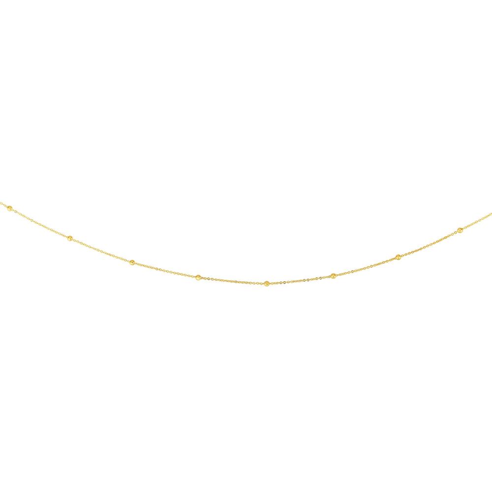 14K Gold 1.8mm Polished Bead Saturn Chain Necklace - Dainty Minimalist Jewelry for Women, Perfect for Layering & Everyday Wear