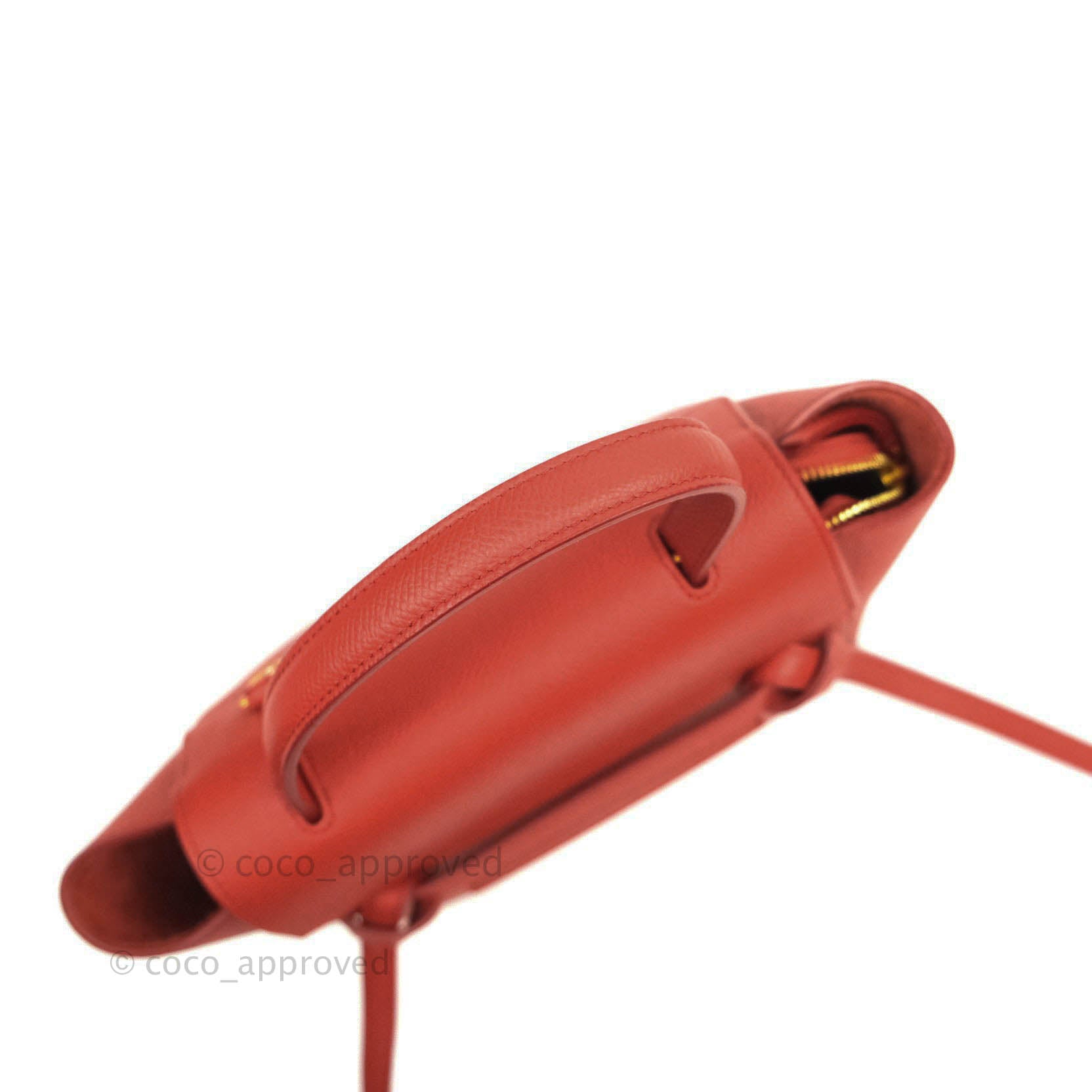 Celine Nano Belt Bag in Grained Calfskin Leather - Red with Gold Hardware | Crossbody Purse for Women, Everyday Luxury Handbag for Work & Social Events