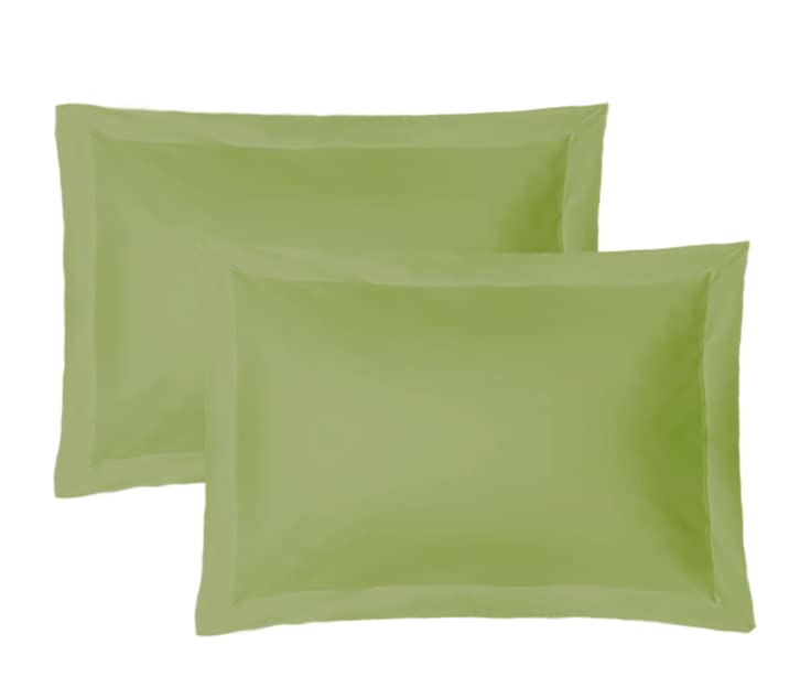 iMaylex Soft & Breathable 100% Egyptian Cotton Pillow Shams - Silk-Like Decorative Pillow Covers Set of 2 (Green, Standard Size) for Bedroom, Sofa & Home Decor