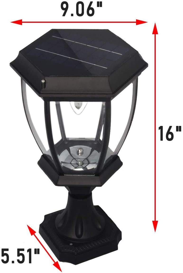 LYNICESHOP Solar Post Lights Outdoor - Waterproof Garden Pathway Lights, Solar Powered Fence Post Cap Lights for Wooden Deck, Yard, Driveway (7.87''X6.30''X13.78'', Black) - Perfect for Landscape Lighting, Backyard Decor & Nighttime Safety