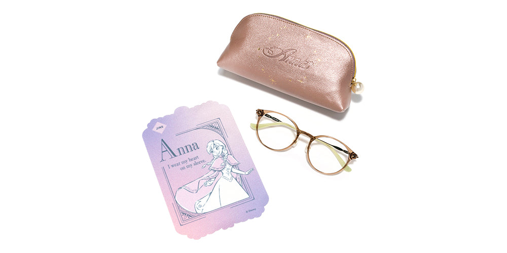 JINS x Disney Frozen Anna 048 Eyeglasses - Kids' Blue Light Blocking Glasses for Screen Time & Reading - Perfect for School, Gaming, and Movie Nights