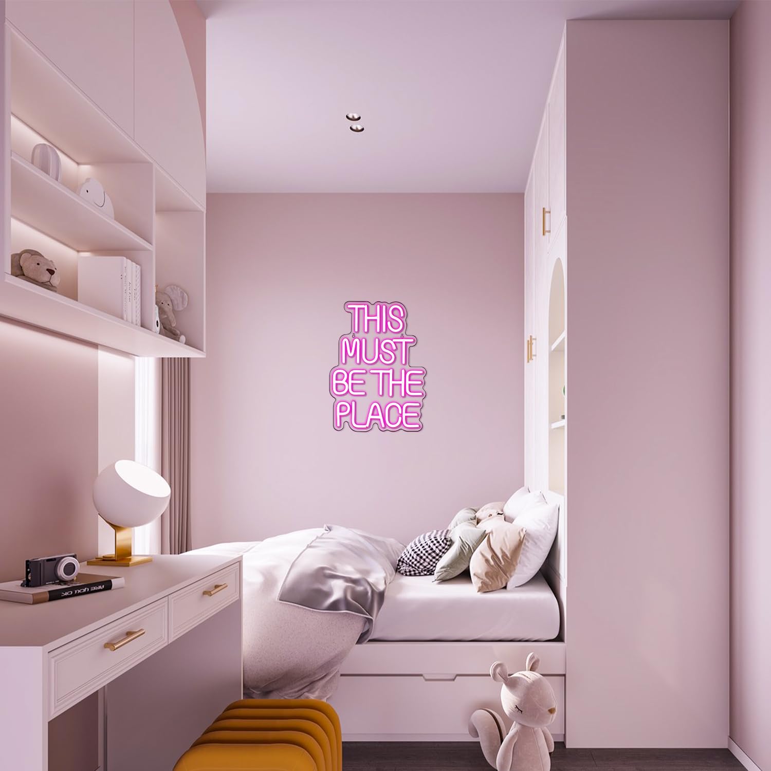 Pink Neon Sign - USB LED Wall Decor for Bedroom & Living Room