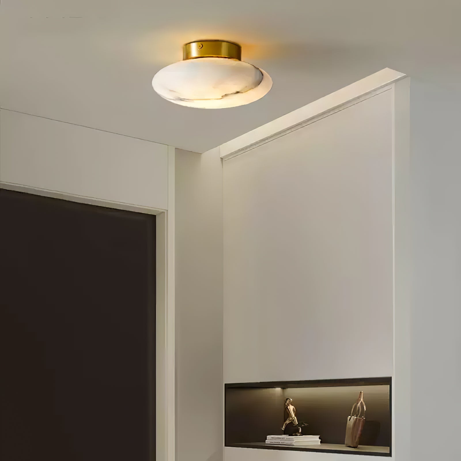 Elegant Alabaster Oval Ceiling Lamp - Modern White Stone Pendant Light for Dining Room, Bedroom & Living Room Lighting