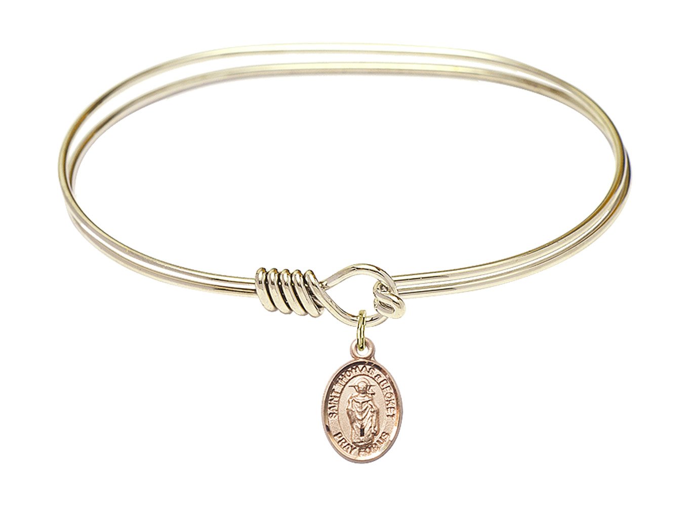 F A Dumont 7 Inch Oval Eye Hook Bangle Bracelet with St. Thomas A Becket Charm - Elegant Jewelry for Women, Perfect for Parties, Weddings & Everyday Wear