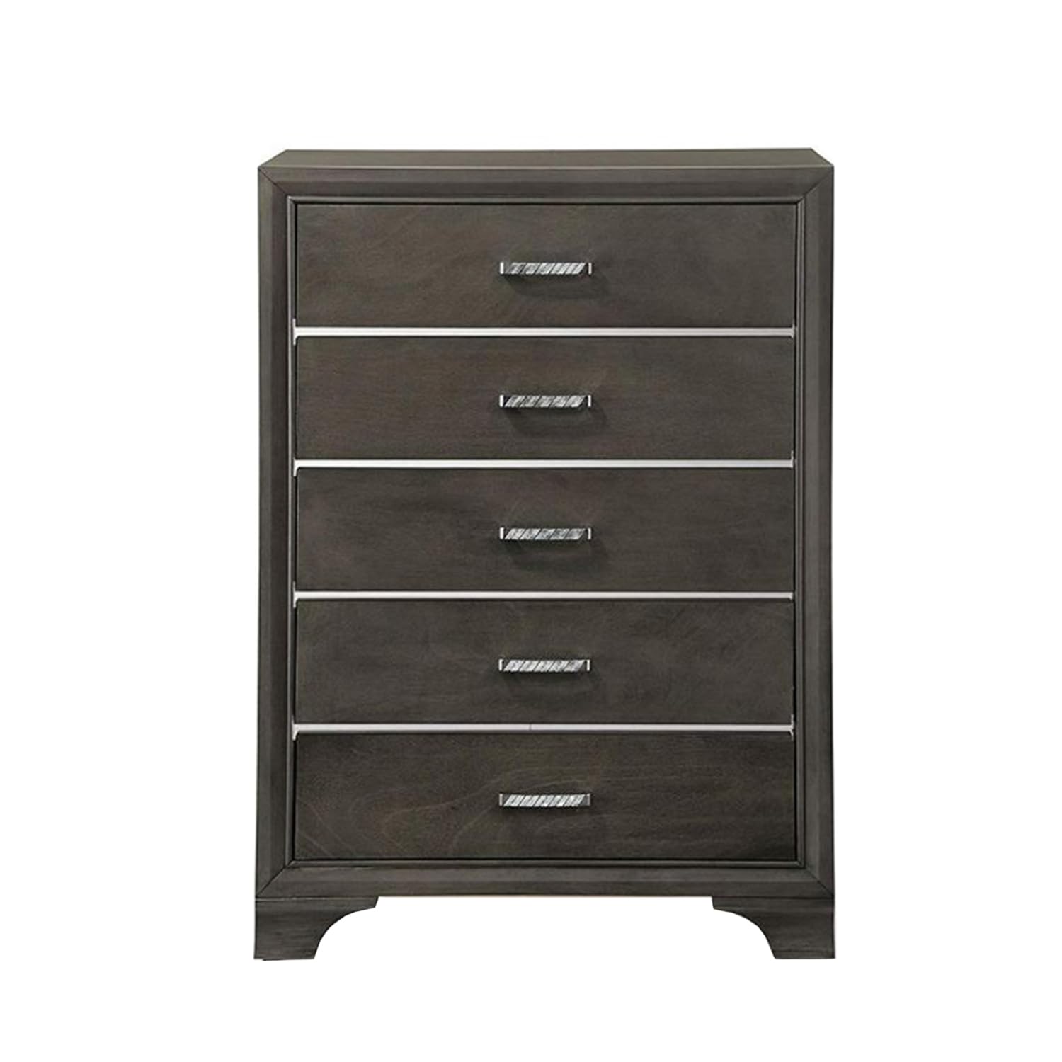 Acme Carine 5-Drawer Wooden Chest Dresser in Gray - Perfect for Bedroom Storage & Closet Organization