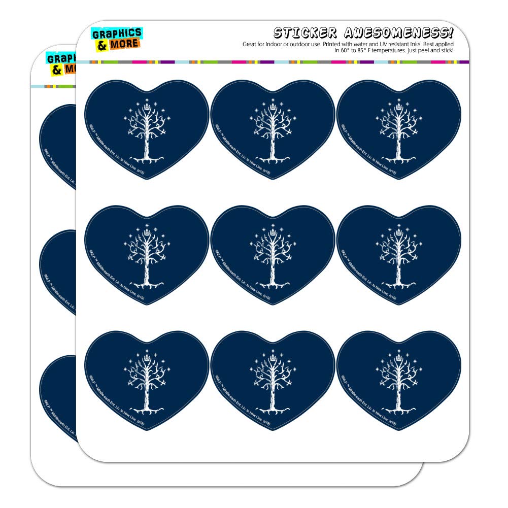 The Lord of The Rings Tree of Gondor Heart Shaped Planner Stickers - Scrapbook Journal Decals for Bullet Journals, DIY Crafts & Gift Wrapping (Set of 50)