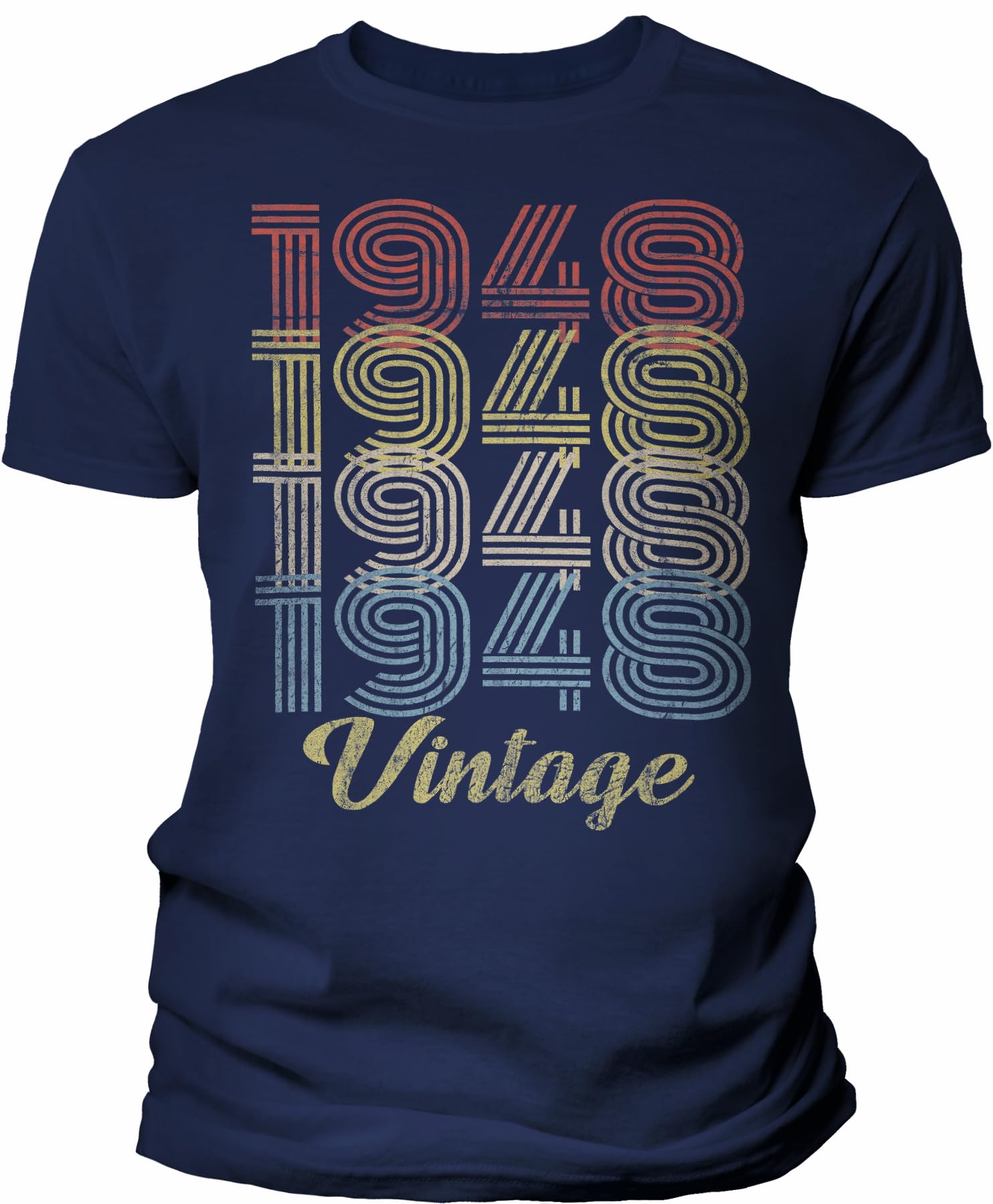 Vintage 1948 Retro 77th Birthday Gift T-Shirt for Men - 77 Years Old Birthday Present - Perfect for 1948 Born Grandpa, Dad & Husband Celebrations