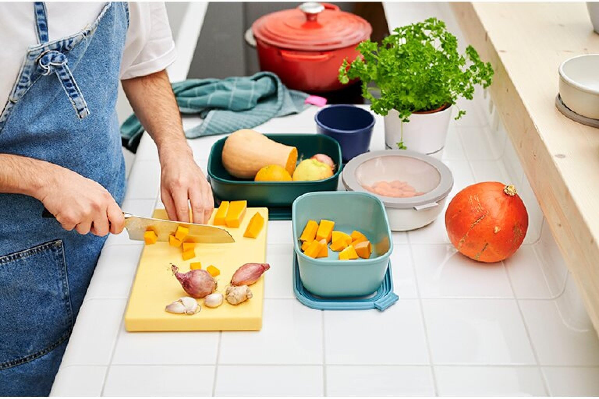 Mepal Cirqula Rectangular 500ml Multi Bowl Set - Nordic Green Food Storage Containers - Stackable, Dishwasher Safe BPA-Free Polypropylene - Perfect for Meal Prep, Leftovers & Lunch Boxes