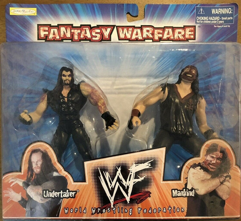 Vintage 1998 WWF Jakks Pacific Ripped & Ruthless Fantasy Warfare Action Figure Set - Undertaker vs. Mankind Wrestling Collectible for Display & Play | Perfect for WWE Fans and Toy Collectors