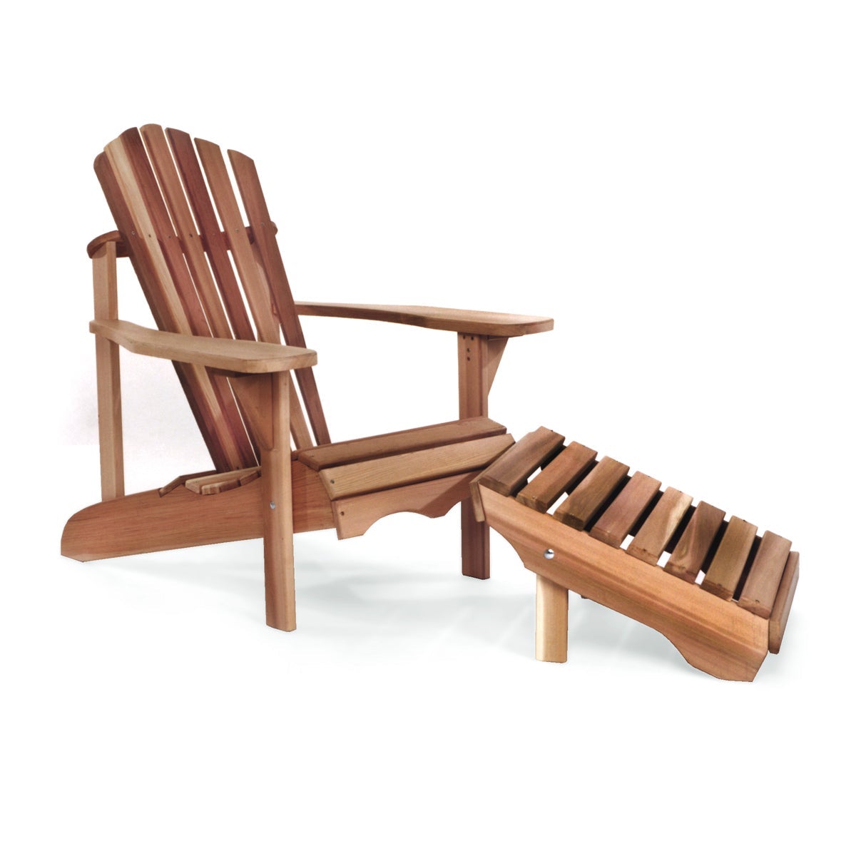 Premium Cedar Adirondack Chair with Ottoman Set - Outdoor Patio Furniture for Garden, Poolside & Backyard Relaxation