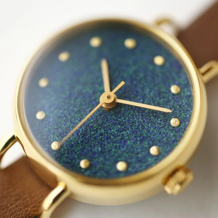Elegant Azurite Women's Wristwatch - Japanese Handmade Green & Blue Watch for Daily Wear, Office & Special Occasions