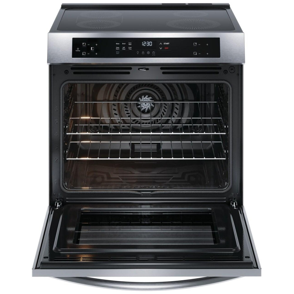 Frigidaire FCFI308CAS 30-Inch Stainless Steel Front Control Induction Range with Convection Bake - Perfect for Modern Kitchens, Baking & Cooking
