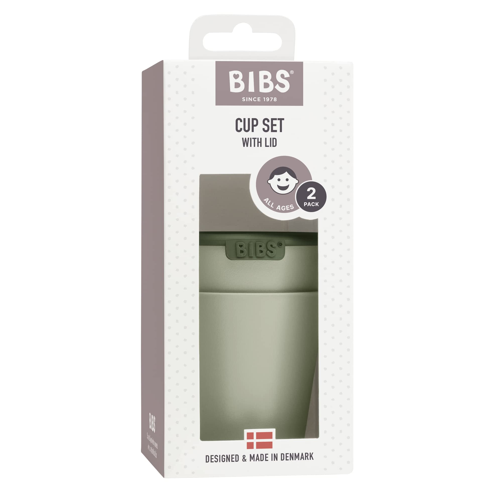 BIBS Baby and Toddler Sippy Cup Set - 2-Pack, 100% Food-Grade Silicone, Non-Slip & Dishwasher Safe - Made in Denmark (Sage/Hunter Green) | Perfect for Daycare, Travel and Learning to Drink Independently