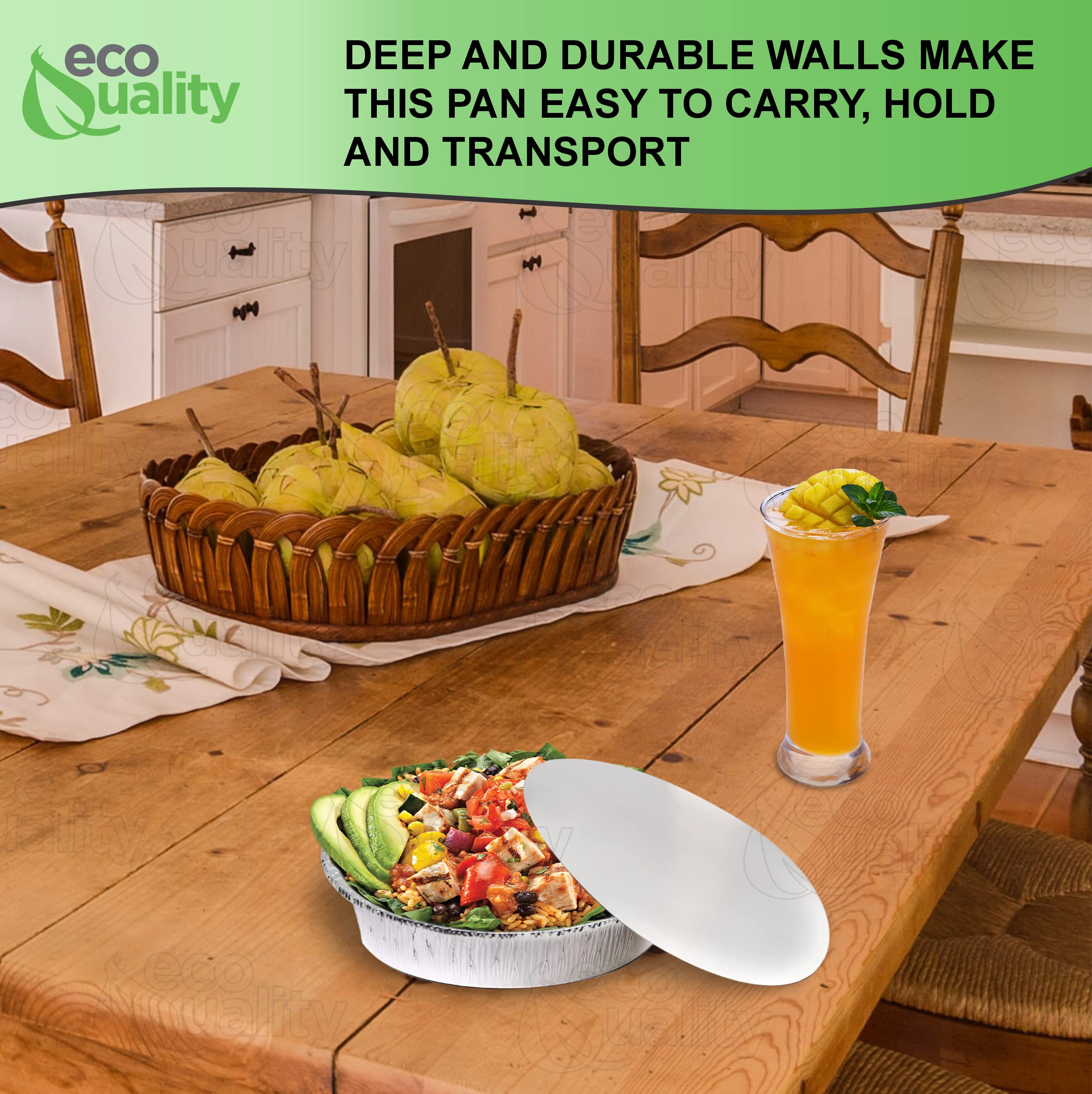 EcoQuality [500 Pack] 6 Inch Disposable Round Aluminum Foil Pans with Board Lids - Bake, Cook & Serve Food - Perfect for Catering, Restaurants, Parties, Picnics & Meal Prep - Oven Safe & Leak Proof Food Containers