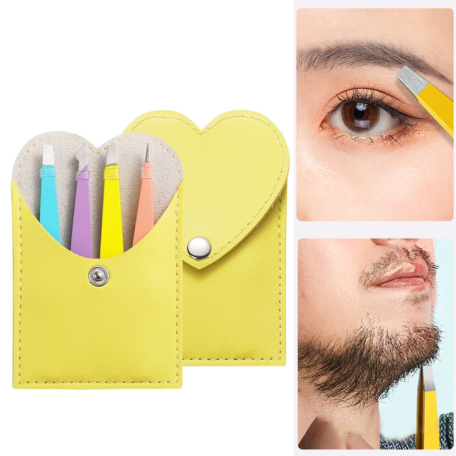 1 Set Stainless Steel Eyelash Tweezers - Anti-Rust, Slant Tip Design with Storage Bag - Precise Makeup Tool for False Lashes Application & Eyebrow Grooming - Perfect for Home, Salon, and Travel Use