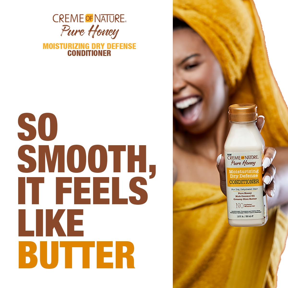 Creme of Nature Coconut Oil & Shea Butter Hair Conditioner for Dry, Damaged Hair - Deep Moisturizing Treatment with Pure Honey - 12.07 Fl Oz for Daily Hair Care & Repair